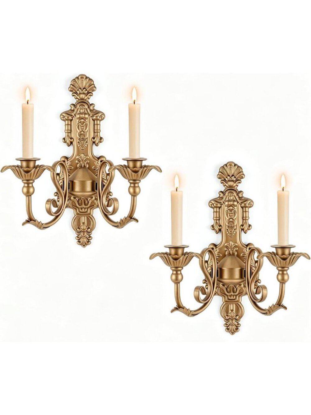 Gothic Rustic Vintage Gold Wall Sconces, Set of 2 Candle Holders & Decor